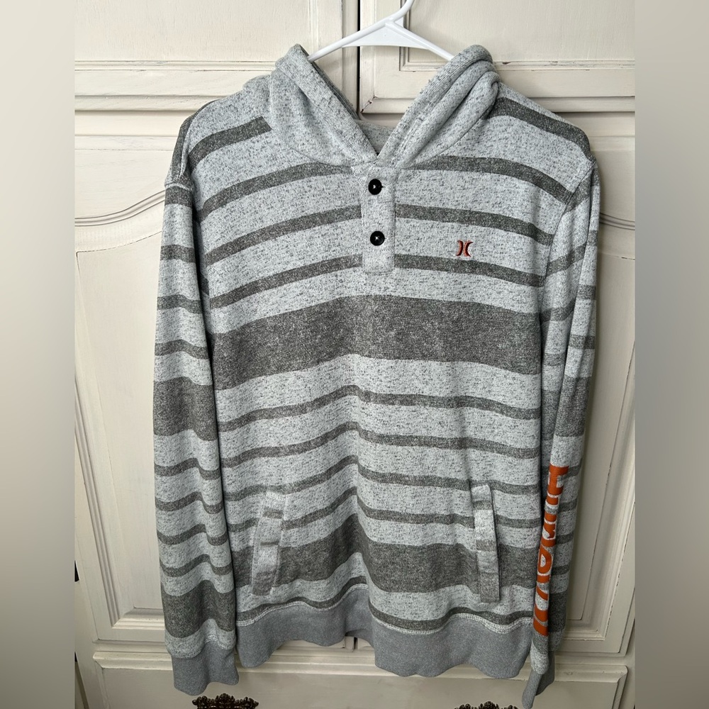 Hurley Heathered Gray Striped Hoodie
